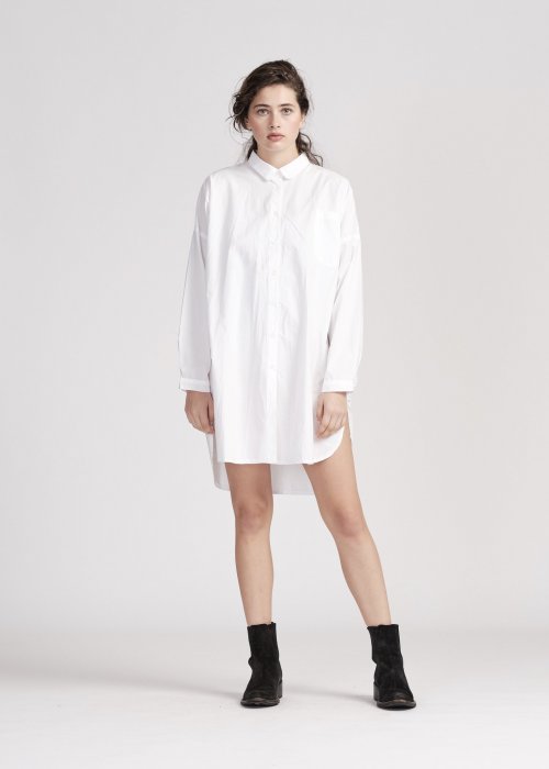 Widdess | Patti Shirt - Shirt Dress |White | 100% Japanese Cotton 